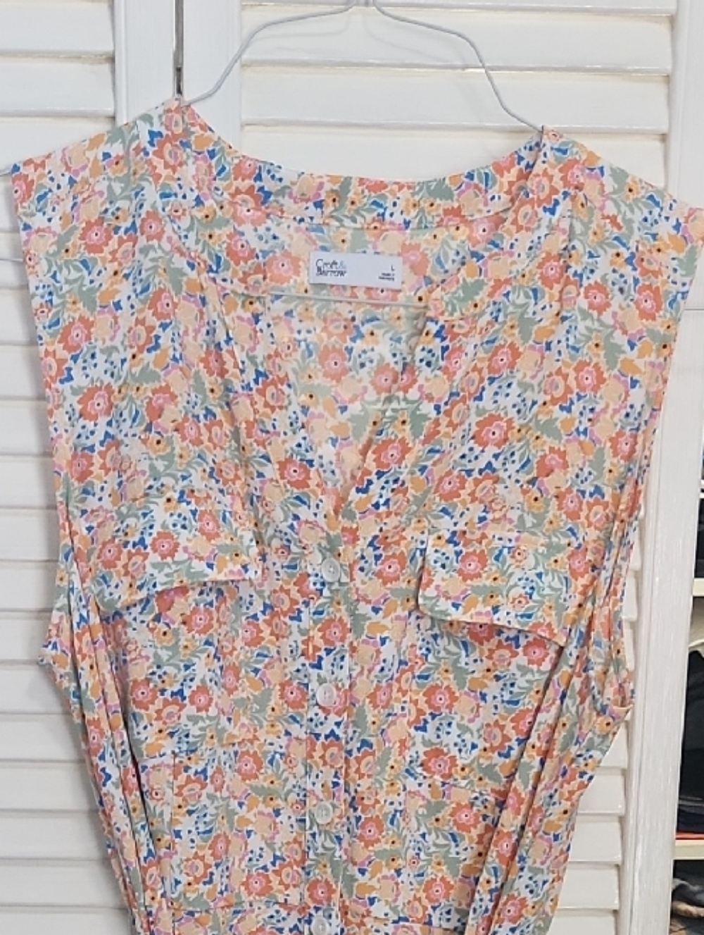 Croft & Barrow Peach, Blue and Cream Floral Maxi Dress